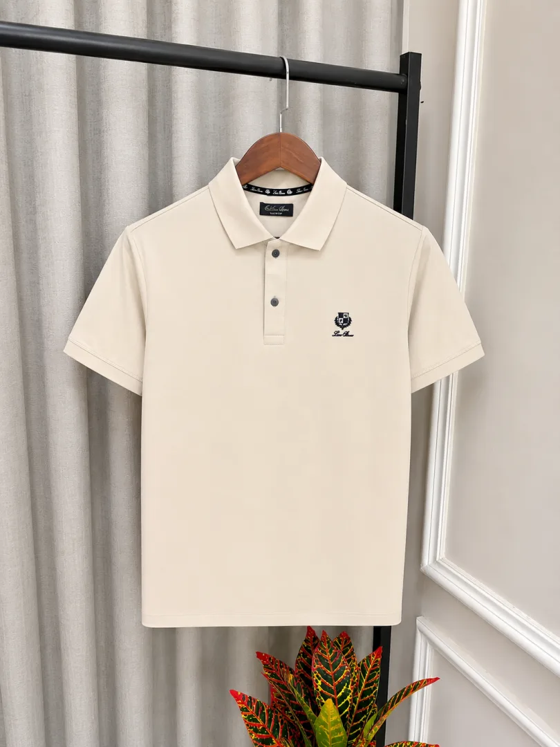 Loro Piana Beige Imported Brand Metal Button Store Artcile Premium Polo T-Shirt(1193)