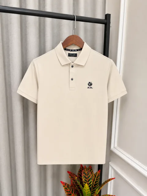 Loro Piana Beige Imported Brand Metal Button Store Artcile Premium Polo T-Shirt(1193)