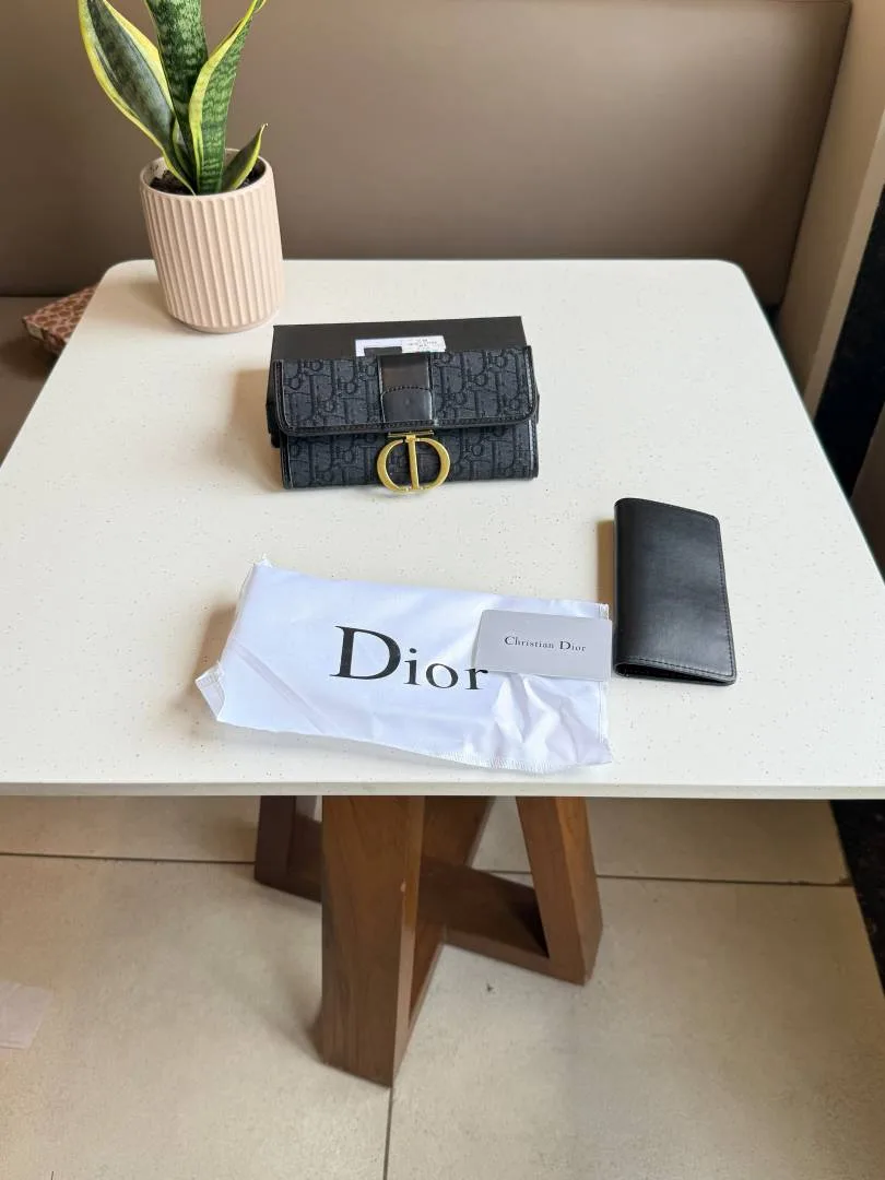Christian Diyor LONG LEATHER LADIES WALLET WITH OGBOX EXTRA FLAP DUSTBAG TAGS EA245