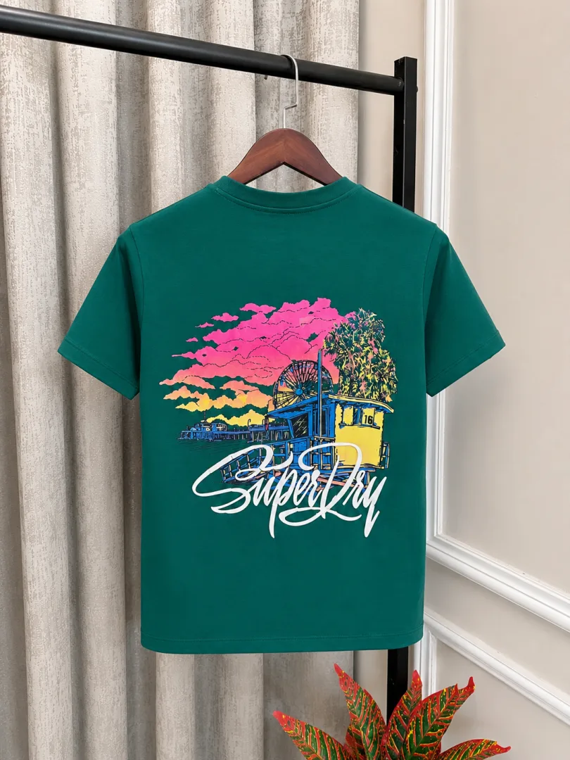 Super Dry Green Premium Classic Back Print Round Neck T-Shirt(1179)