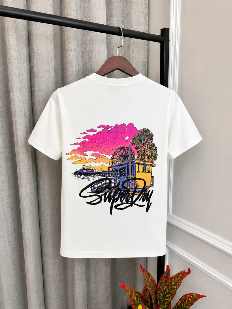 Super Dry White Premium Classic Back Print Round Neck T-Shirt(1178)