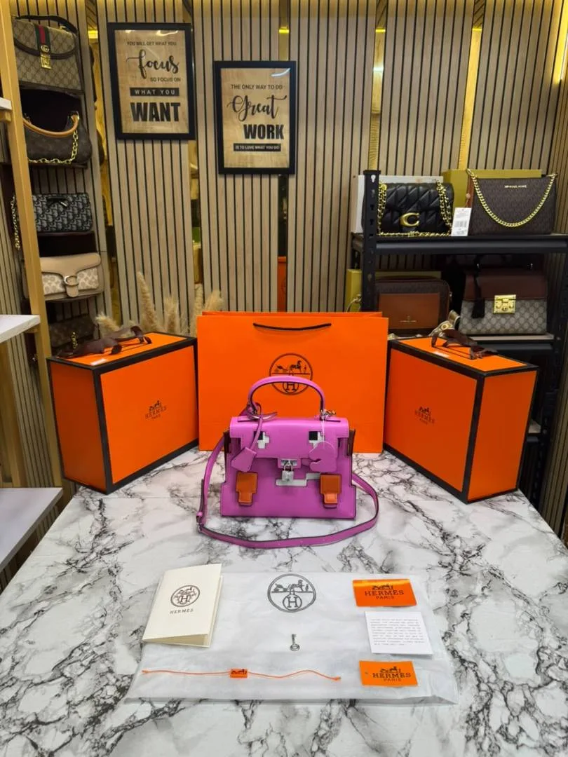 Hermez Kelly Doll Mini Top Handle Crossbody Bag With Box And Dust Bag Including Carry Bag (Plum)