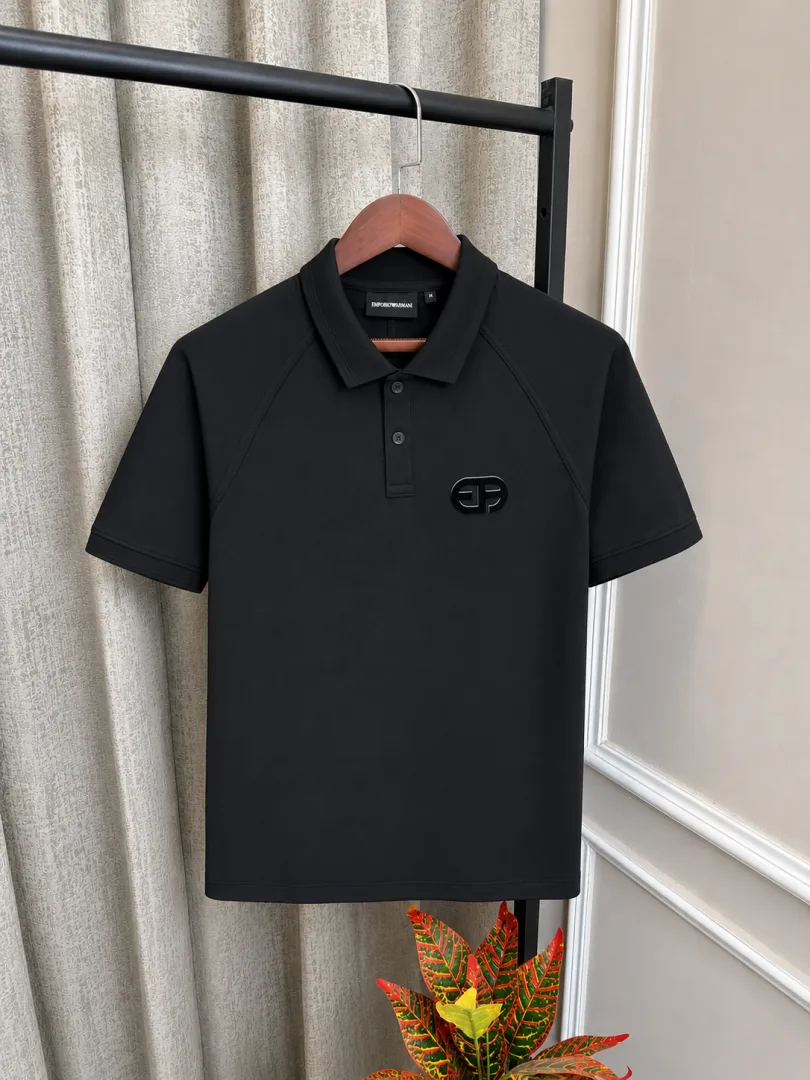 Emphorio Arma_i Black Premium Store Article Collar Neck Polo T-Shirt(1157)