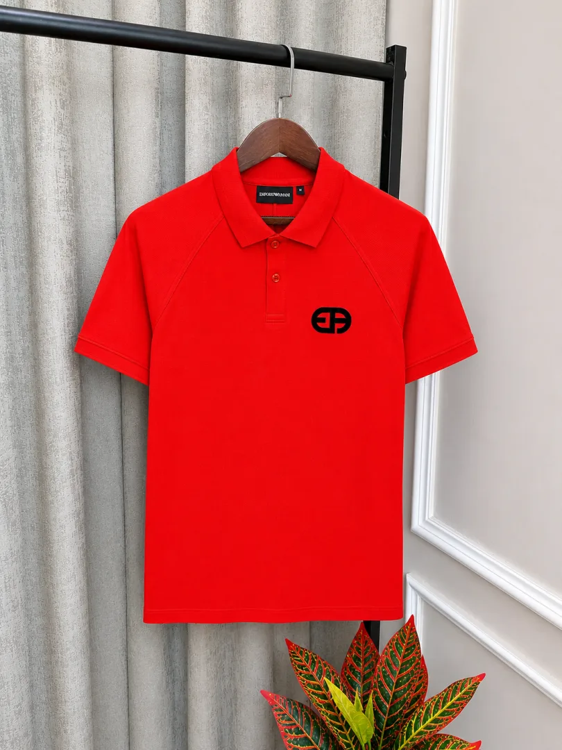 Emphorio Arma_i Red Premium Store Article Collar Neck Polo T-Shirt(1155)
