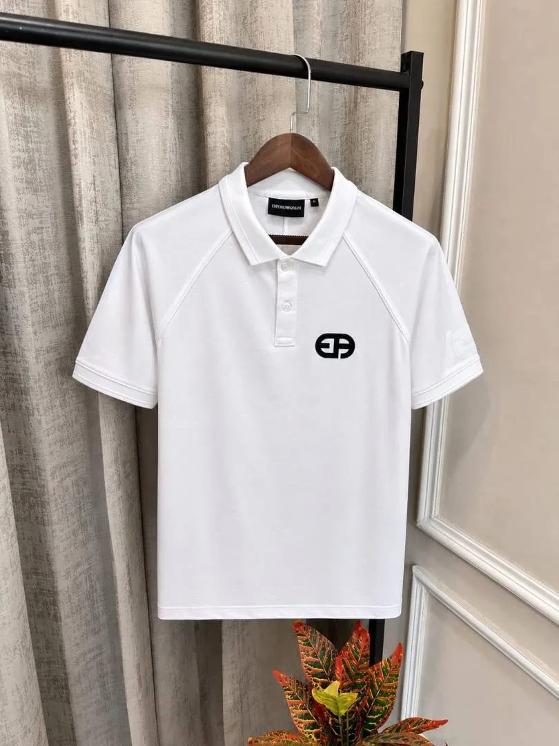 Emphorio Arma_i White Premium Store Article Collar Neck Polo T-Shirt(1153)