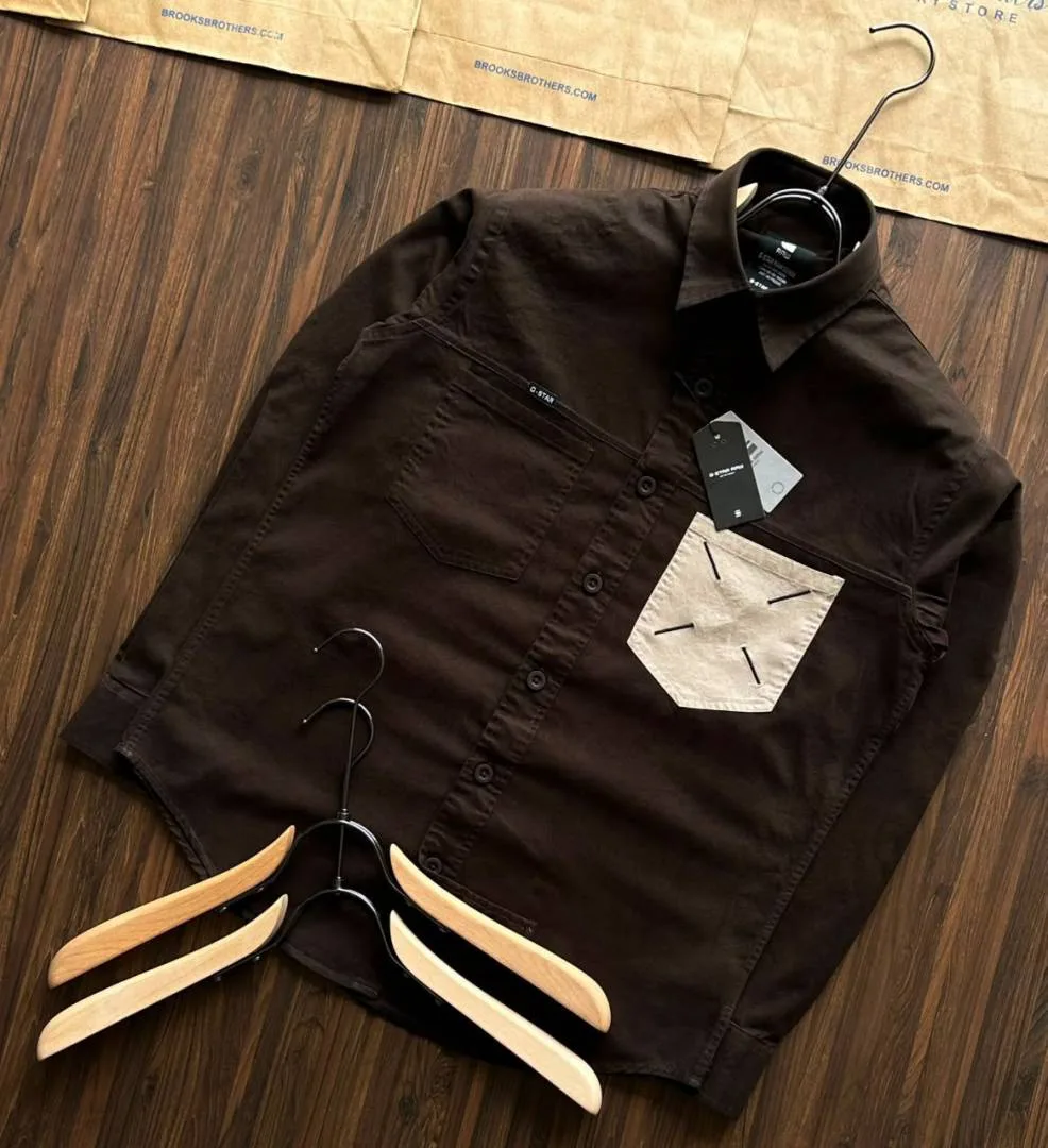 G-staar Raw Brown Double Pocket Premium Store Article Shirt(1152)