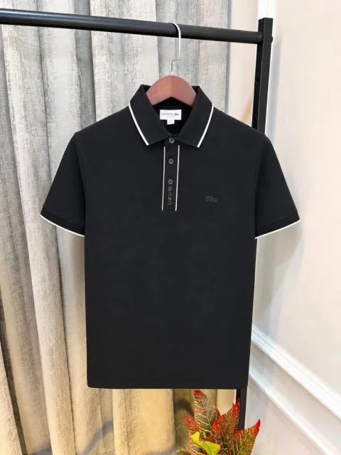 Lacost Black Store Article Premium Collar Neck Polo T-Shirt(1146)