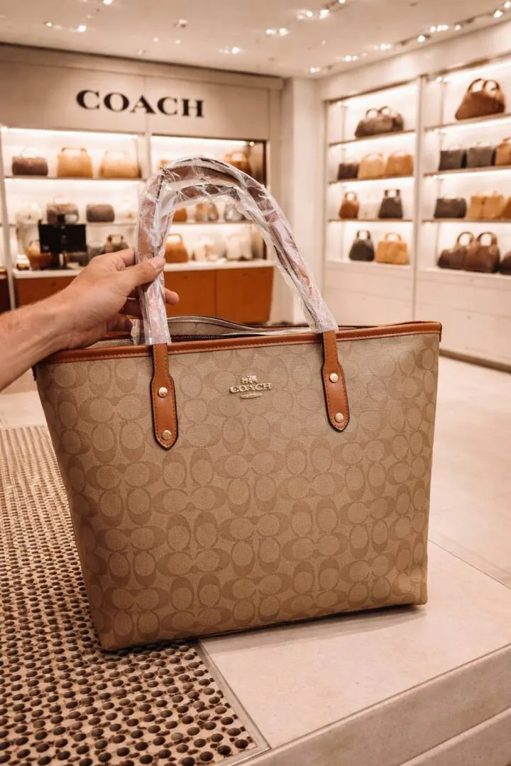 Coatch City Tote In Signature Canvas With Dust BaGahpricot-Brown)