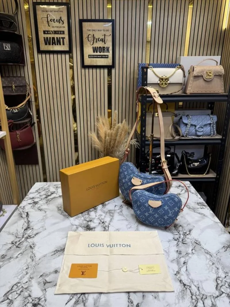 Loius Vutton Demin Cruissant MM Hand Bag With Box And Dust Bag (Blue-24828)