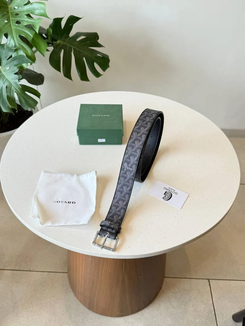 Goyarrdd flordia grey premium leather mens belt with ogbox dustcover card model 449