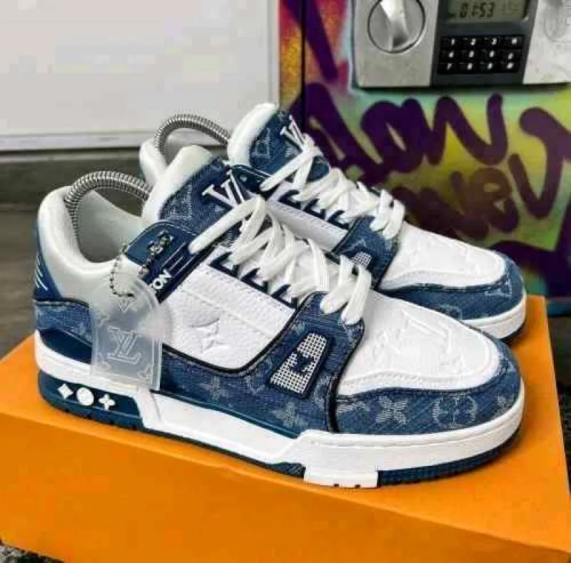 Loiuss Vuitton Trainer Denim Blue With All Accessories 145
