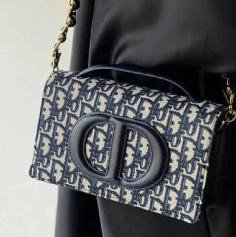 Christian Diyor Caro Logo Shoulder Bag With Box And Dust Bag Including Carry Bag (Blue)
