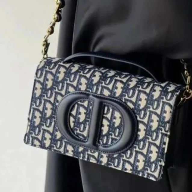 Christian Diyor Caro Logo Shoulder Bag With Box And Dust Bag Including Carry Bag (Blue)