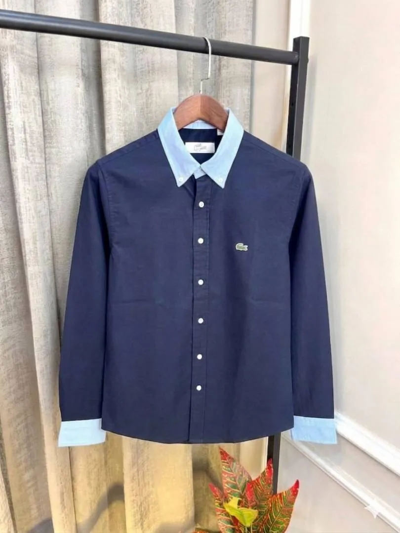 Lacost Navy Embroidery Logo Work Premium Shirt(1029)