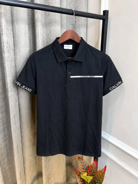 Calvin Kline Black Premium Imported Collar Neck Polo T-Shirt With Og Box Pack(1127)
