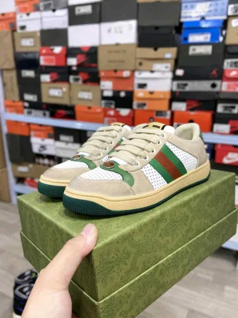 Guchi Screener Beige White Green Sneaker