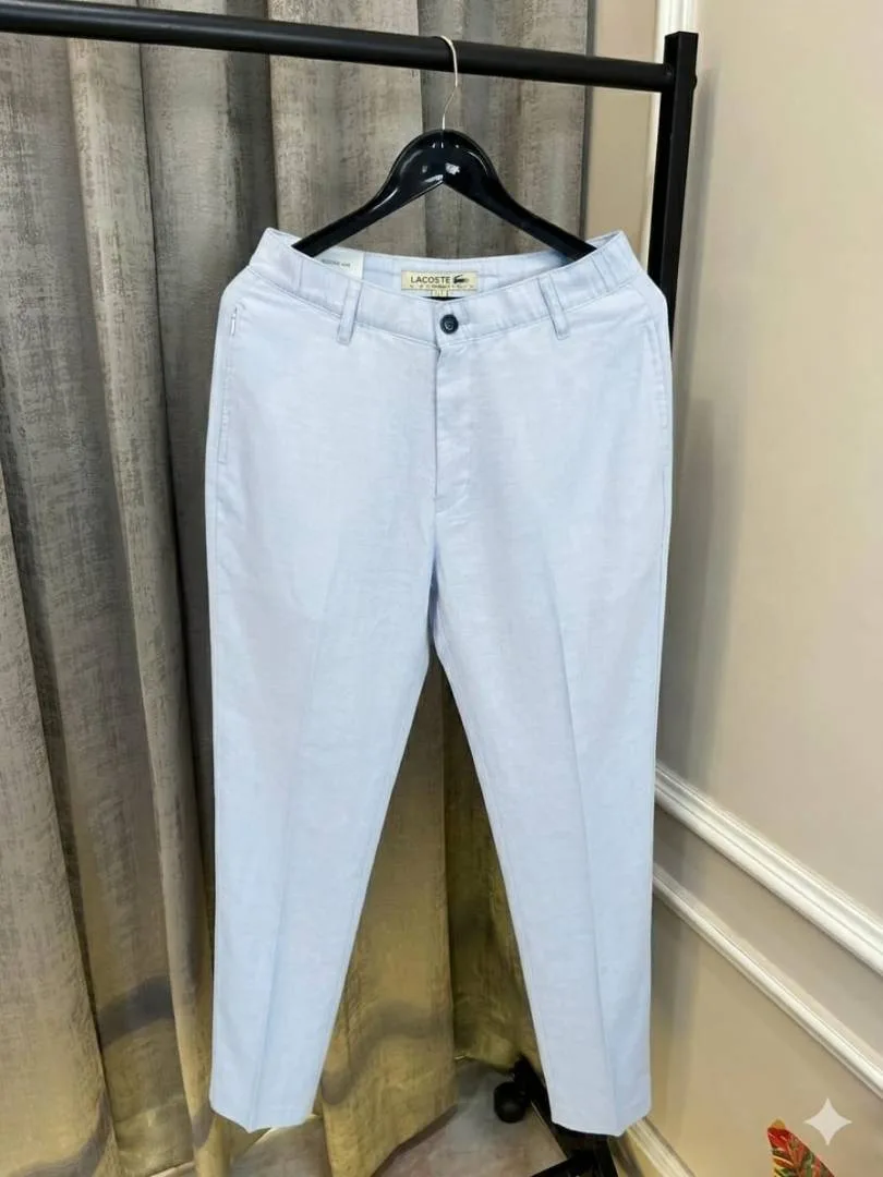Lacost L.Grey Light Weight Premium Cotton Linen Pant(1124)