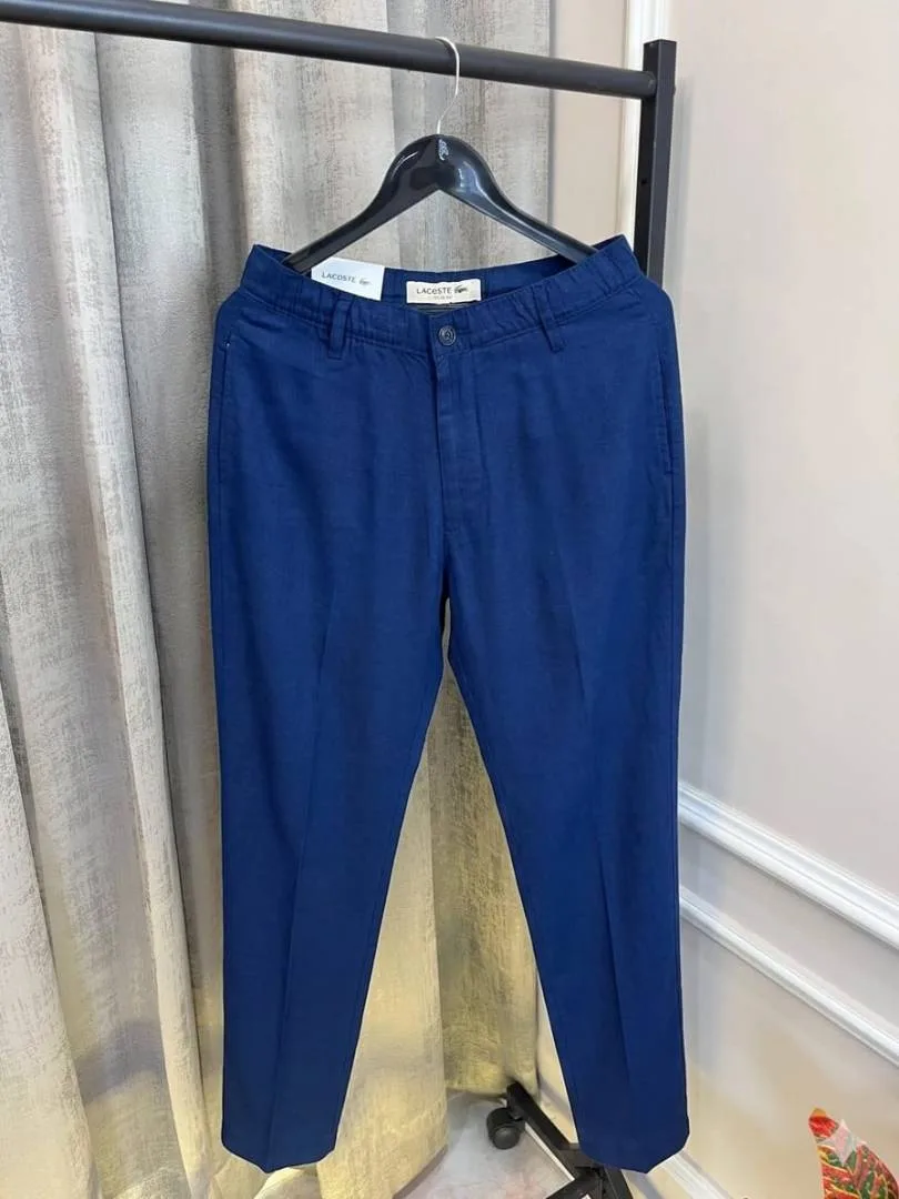 Lacost Navy Light Weight Premium Cotton Linen Pant(1123)