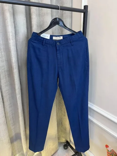 Lacost Navy Light Weight Premium Cotton Linen Pant(1123)