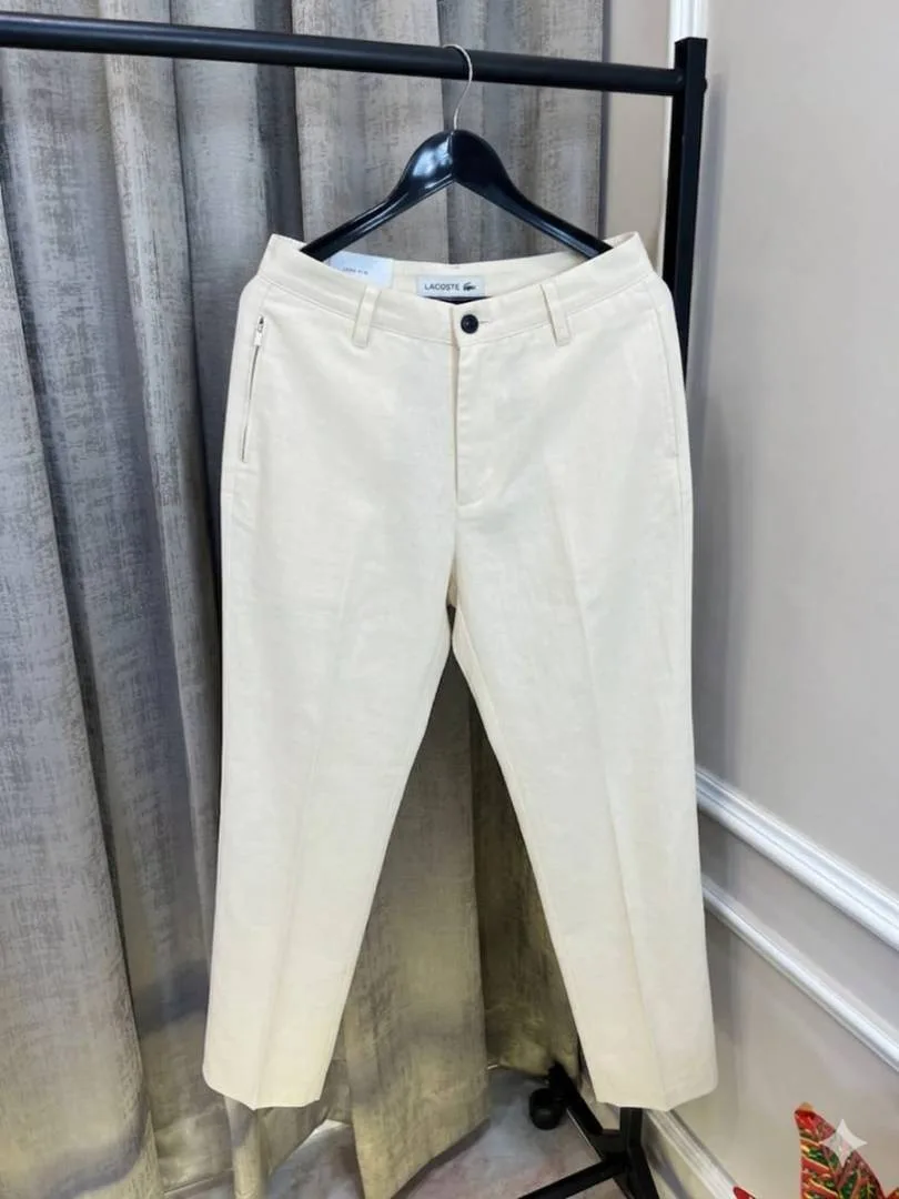 Lacost Cream Light Weight Premium Cotton Linen Pant(1122)