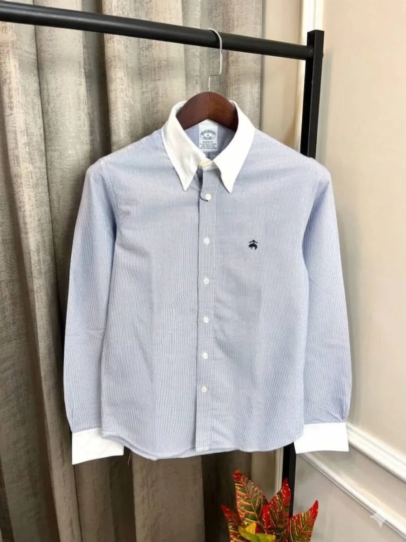 Brooks Brothers Chest Embroidery Logo White Collar Premium Lining Shirt(1121)