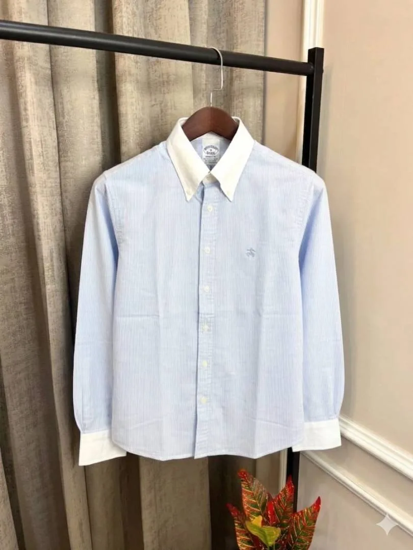Brooks Brothers Chest Embroidery Logo White Collar Premium Lining Shirt(1119)