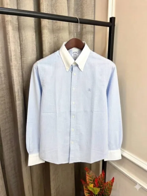 Brooks Brothers Chest Embroidery Logo White Collar Premium Lining Shirt(1119)
