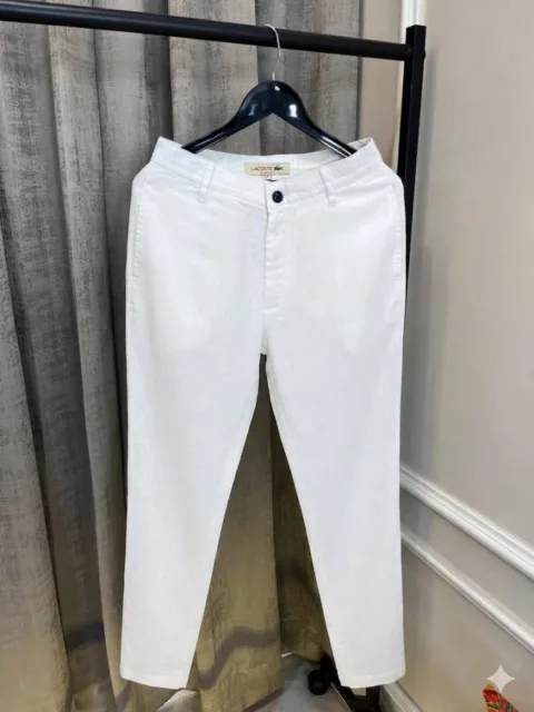 Lacost White Light Weight Premium Cotton Linen Pant(1108)