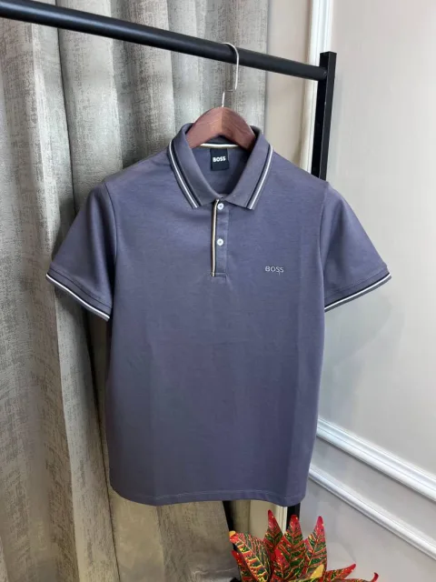 Hugo Bos Grey Store Article Premium Collar Neck Polo T-Shirt(1103)