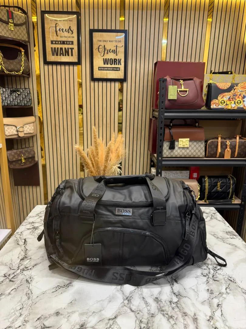 Hugo Bos Premium Weekender Travel Duffle Bag (Black) (BS16005)