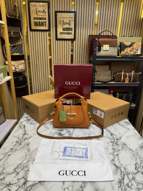 Guchi Softbit Medium Top Handle Bag With Double Box And Dust Bag (Brown-161)