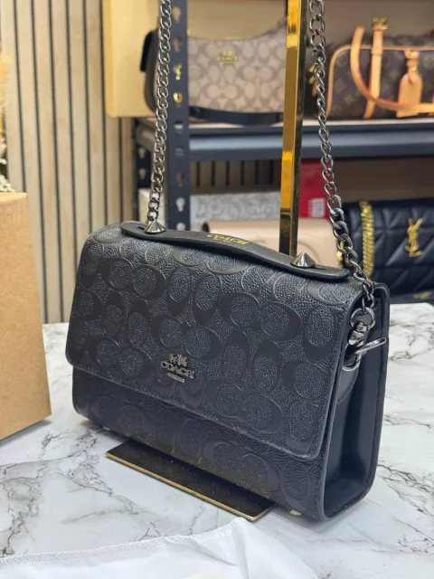 Coatch Klare Signature Embossed Crossbody Bag With Box And Dust Bag (Black)