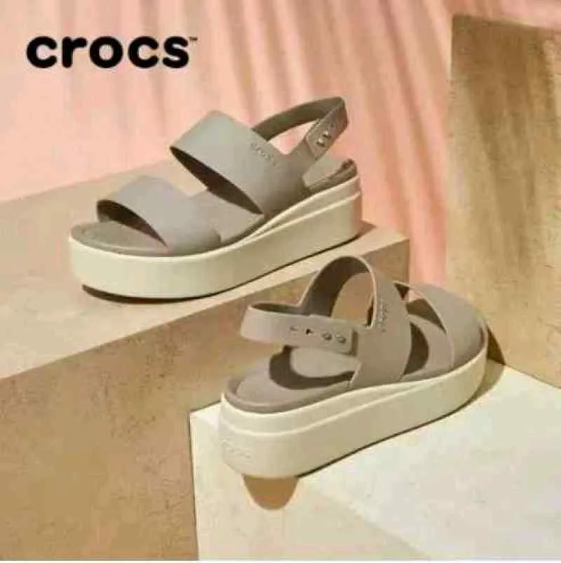 Croccss brooklyn slingback low wedge sandals