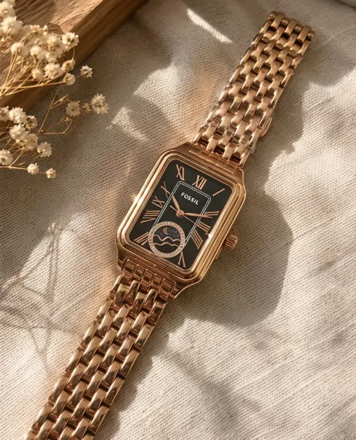 Fosil Raquel Sun Moon Rose-Gold Black