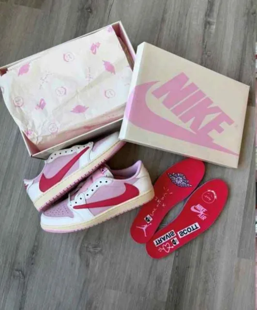 Nikkee Air Jordan Retro 1 Travis Scott Tropical Pink Suede Quality 1308