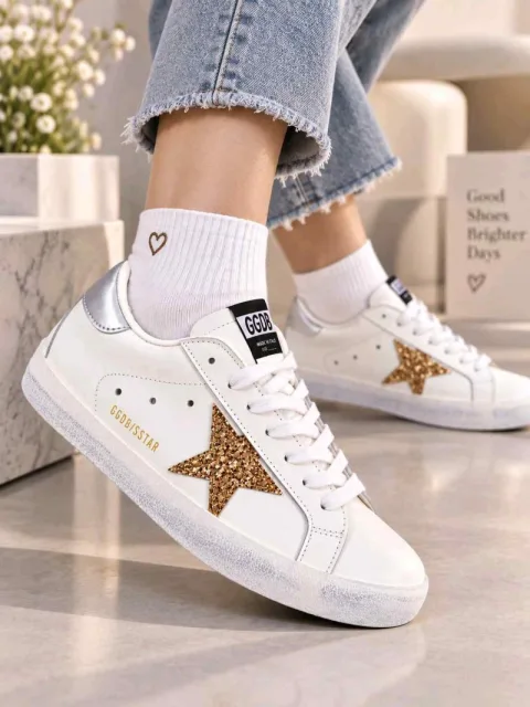 Golden Goose Super Star Gold Glitter Star Patch 6209