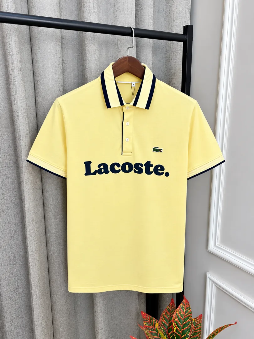 Lacost Yellow Premium Imported Front Branding Polo T-Shirt with Box Packing(1588)