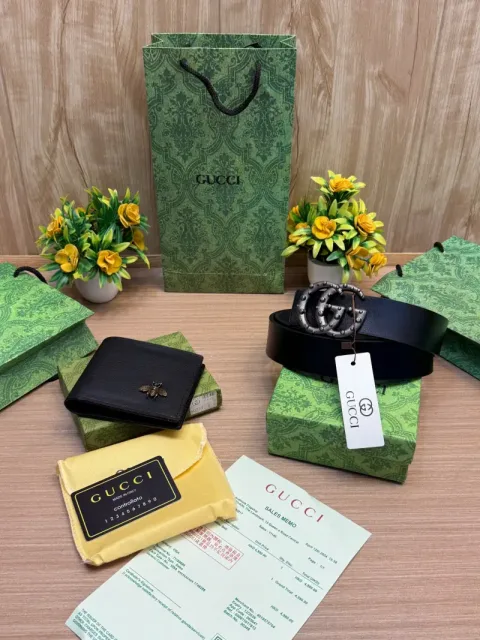 GUCC GG Belt & Wallet (SALE) Combo With Brand Box & Carry Bag 11 & 12