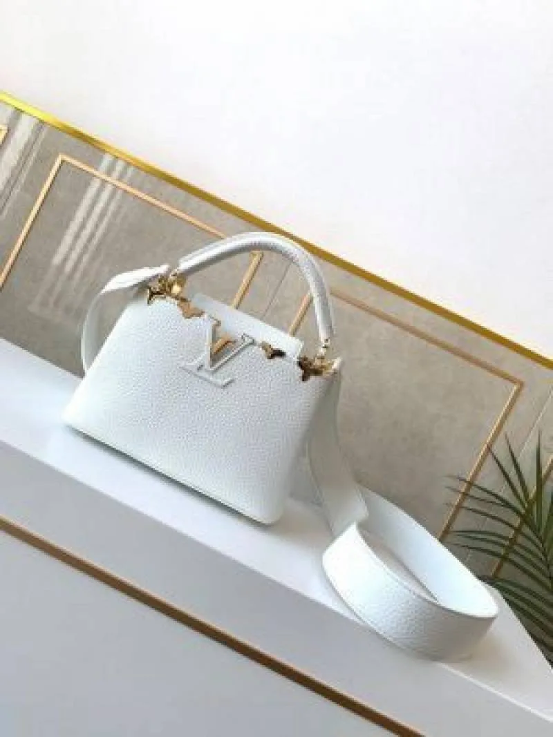 Louuis_Vuitton Capucines BB handbag featuring unique gold-toned floral hardware along the top edge With Double Box