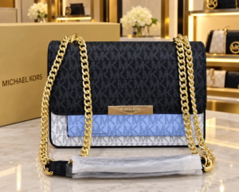 micheal kors Jade logo print ling bag with chain strap and box 6821