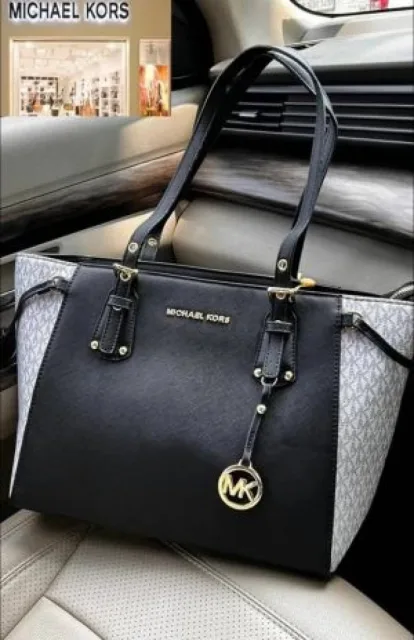 Michael kor voyager jet set print tote bag with dust bag 5599