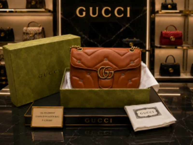 GUCHI GG MARMONT SHOULDER BAG WITH DUST BAG FOLDING BOX 5087