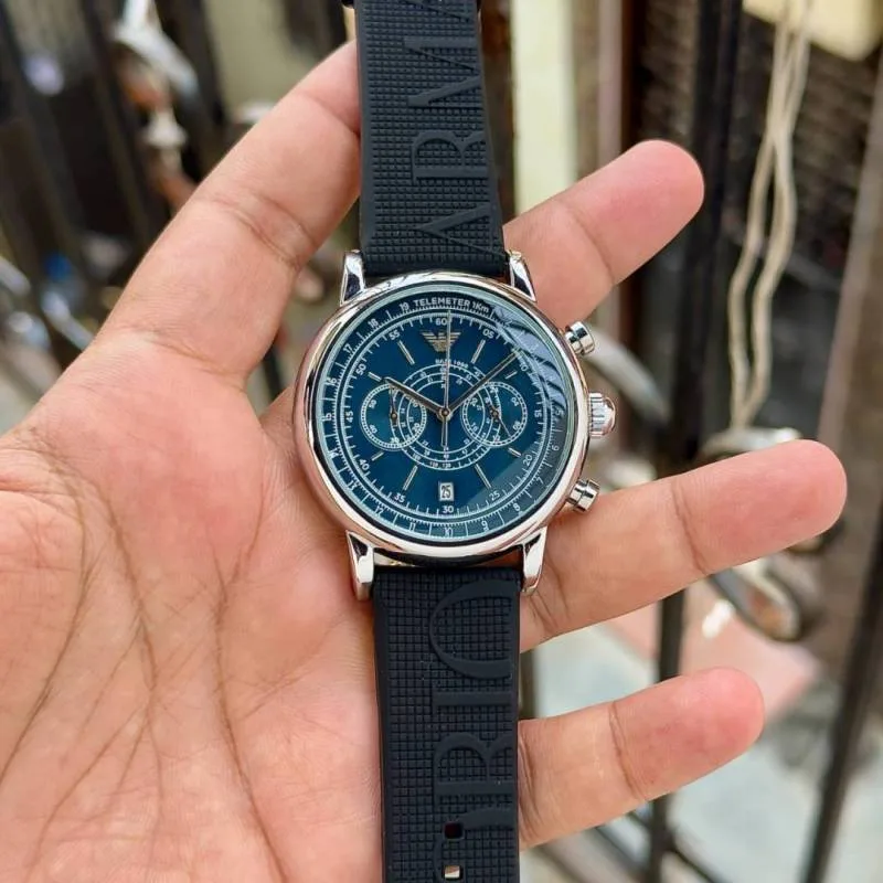 Emphorio Armaa_ni Minimalist Chronograph Telemeter AR11634 black blue