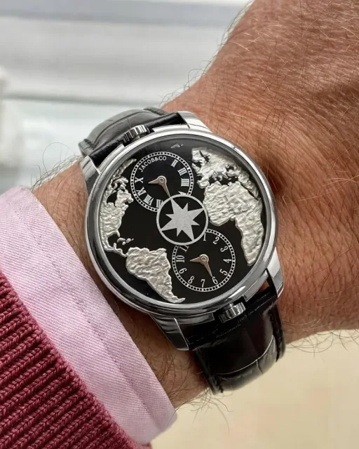 Jacob & Co. The World Is Yours Dual Time Zone Silver Black
