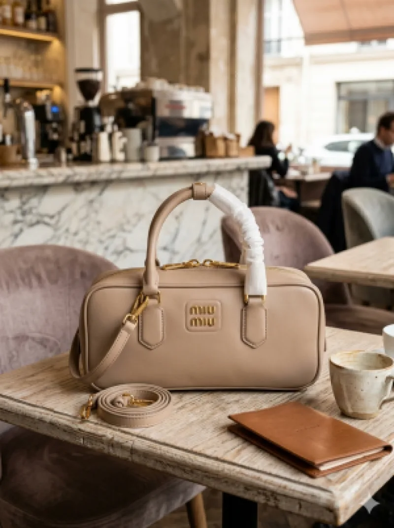 Miuu_Miu Ardie leather bag with gold tone hardware Bag with box premium quality
