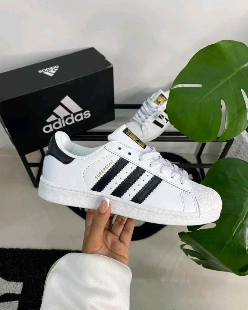 Adiddass Superstar White Black Leather