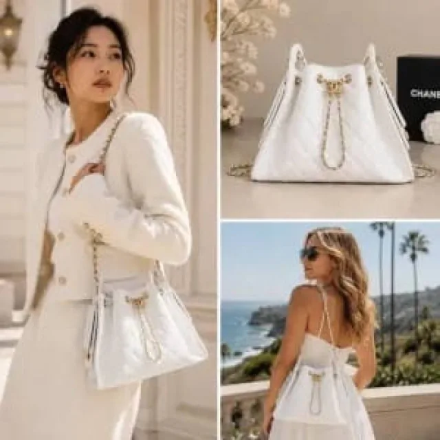 Chennel 25 Mini Hobo Bag in white caviar or grained calfskin with gold-tone hardware Bag With Box premium quality