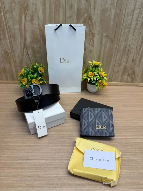 CHRISTIAN DIO Belt & Wallet (SALE) Combo With Brand Box & Carry Bag 1 & 2