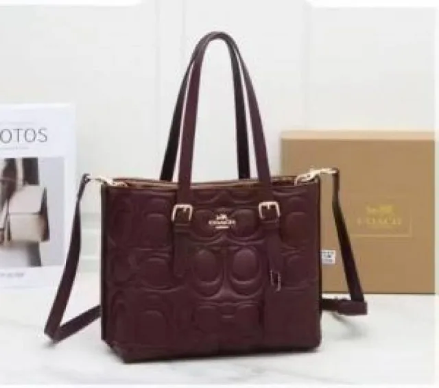 Coatch Maggie Pebbled Leather Top Handle Crossbody Bag With Magnetic Box Including 5061