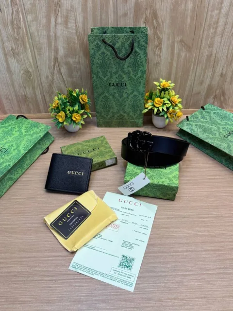 GUCC GG Belt & Wallet (SALE) Combo With Brand Box & Carry Bag 9 & 10